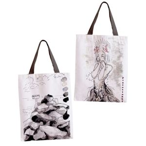 Mermaid Girl and Rocky Beach Tote Bag